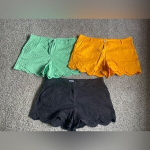 Women’s Scallop Hem Shorts - Green, Orange, And Black
